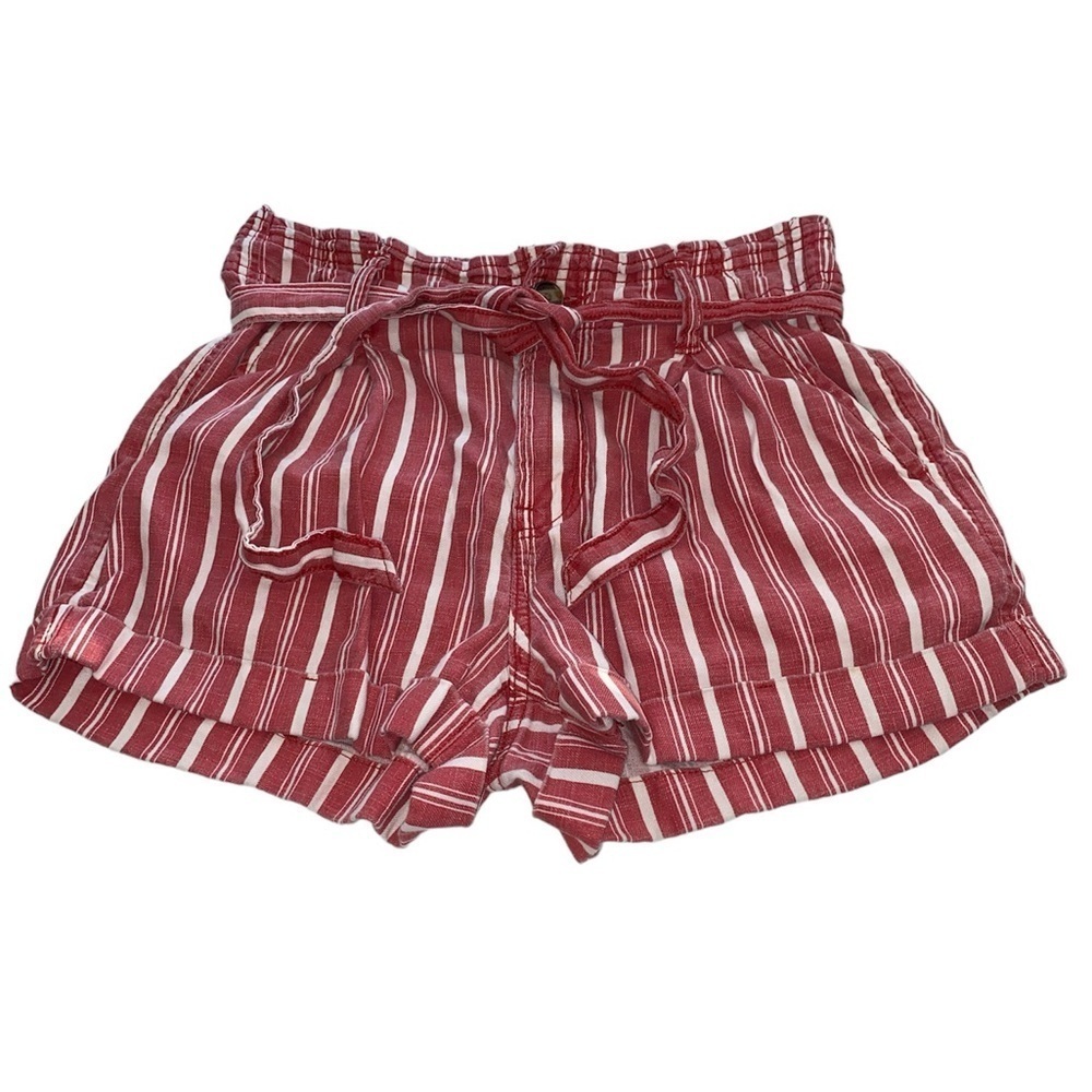 American Eagle shorts tie waist button/zip closure 4 pockets stripes size 4